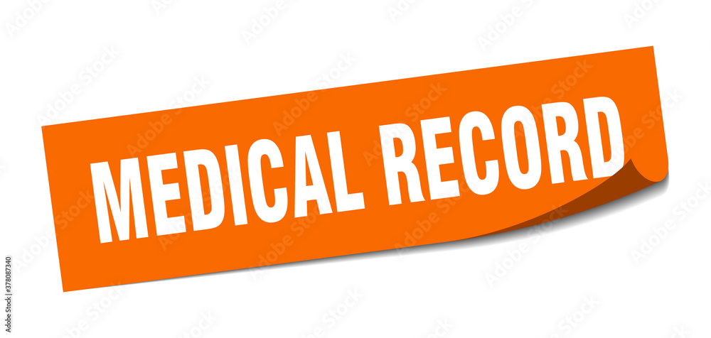 medical record sticker. square isolated label sign. peeler medical record sticker. square isolated label sign. peeler