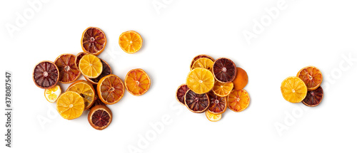 Fotografiet Dried Slices of Orange and Blood Orange Isolated
