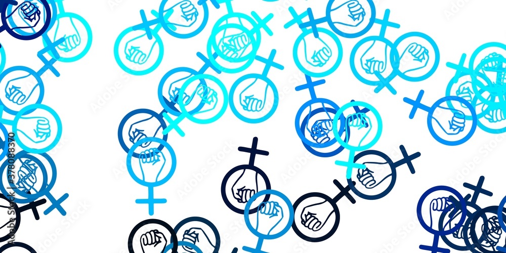 Light BLUE vector template with businesswoman signs. Light BLUE vector template with businesswoman signs.