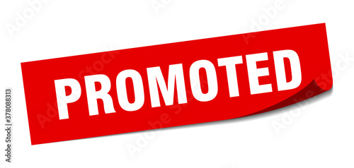 promoted sticker. square isolated label sign. peeler