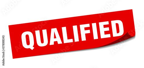 qualified sticker. square isolated label sign. peeler