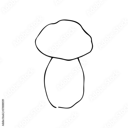 Isolated vector illustration of White Mushroom in doodle style on white background. Botanical element og Autumn atmosphere. Forest ingredient.	
