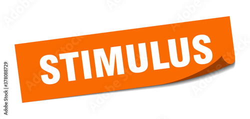 stimulus sticker. square isolated label sign. peeler