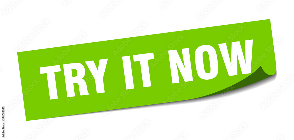 try it now sticker. square isolated label sign. peeler try it now sticker. square isolated label sign. peeler