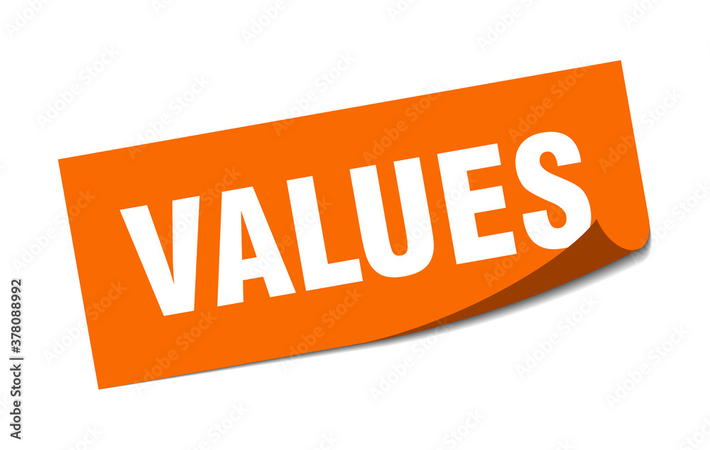 values sticker. square isolated label sign. peeler values sticker. square isolated label sign. peeler