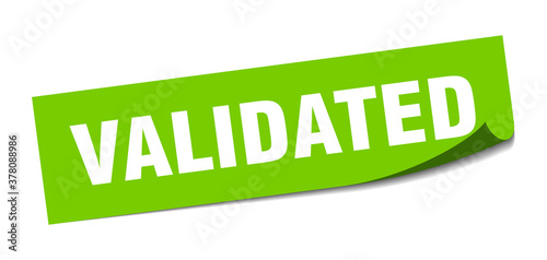 validated sticker. square isolated label sign. peeler