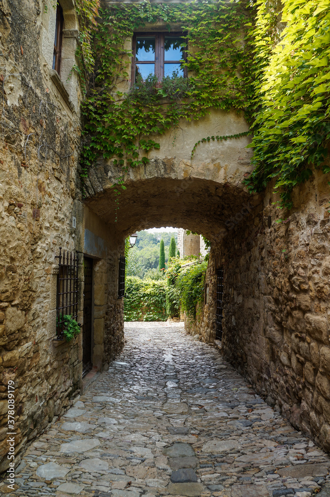 Fototapeta premium small street in old town in Peratallada, Catalonia, Spain