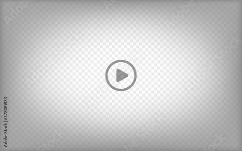 Play button on transparent backdrop. Web video player. Vector UI