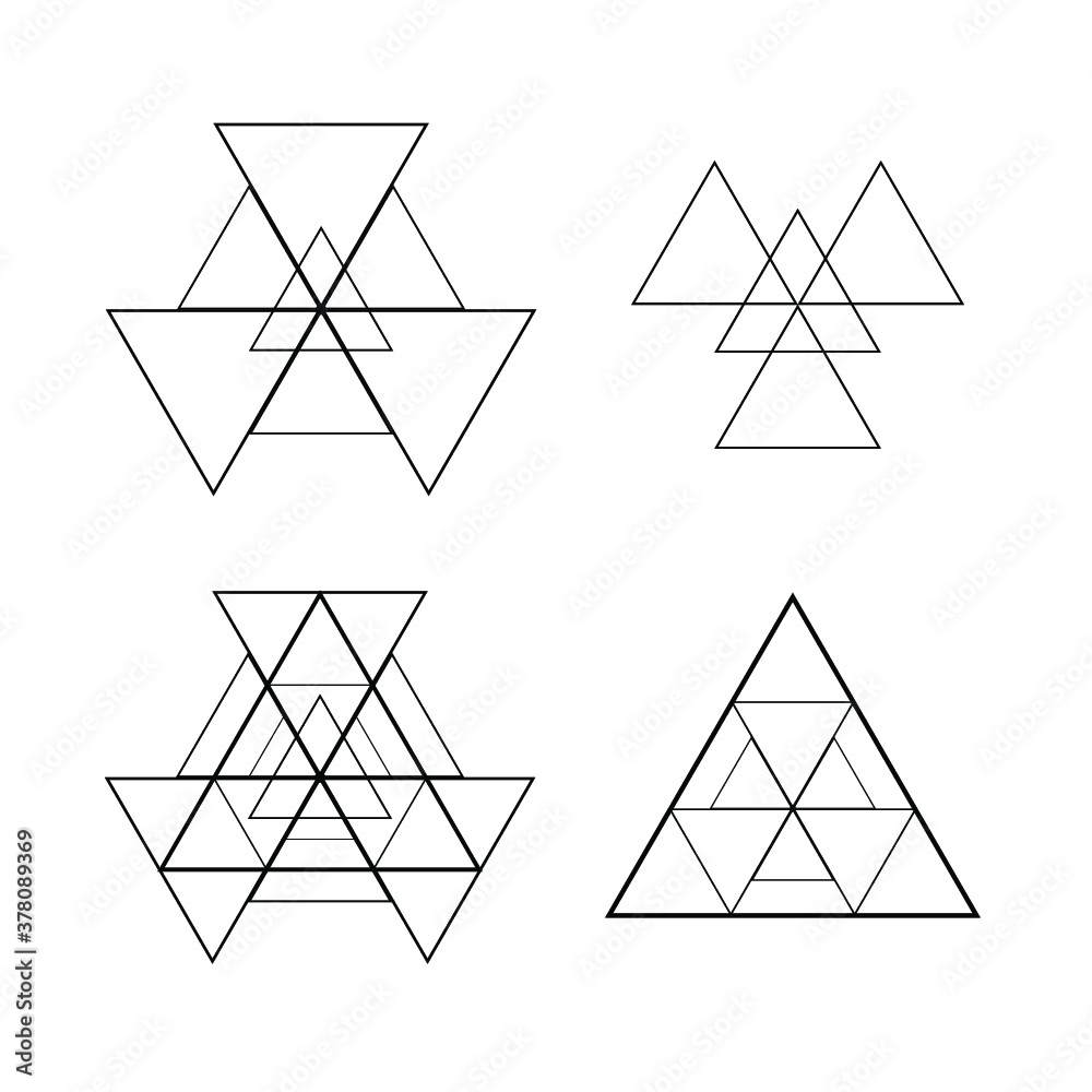 Triangles and circles Design element . Triangular Logo . Vector Lines