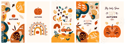 Autumn templates for phone wallpaper, stories and highlights. Autumn backgrounds and covers
