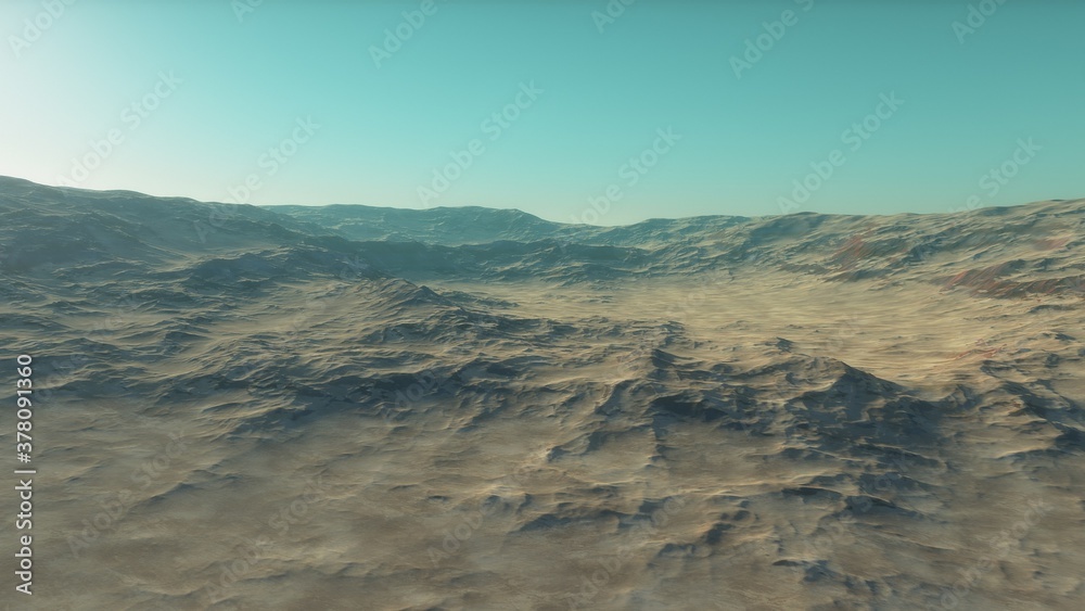 alien Planet, fantasy landscape, view from the surface of an exo-planet, science fiction landscape, 3d Render alien Planet, fantasy landscape, view from the surface of an exo-planet, science fiction landscape, 3d Render