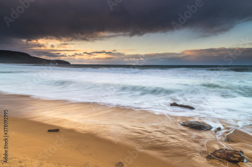 Winter Sunrise High Tide and Big Surf