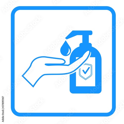 Washing hands icon. Cleanliness and body care concept. Sign of protection shield, check mark. Vector Illustration isolated.