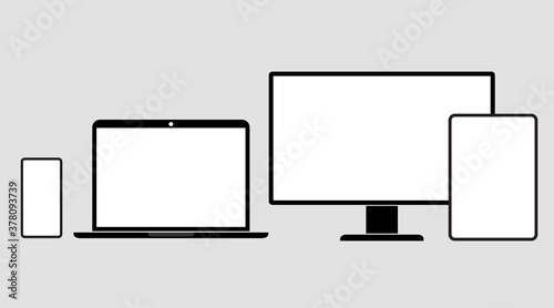 Devices screen template . Electronic gadgets. monitor, laptop, tablet, smartphone. vector illustration isolated .