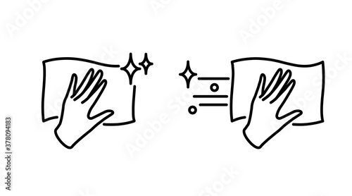 hand clean surface line icon. vector concept isolated illustration.
