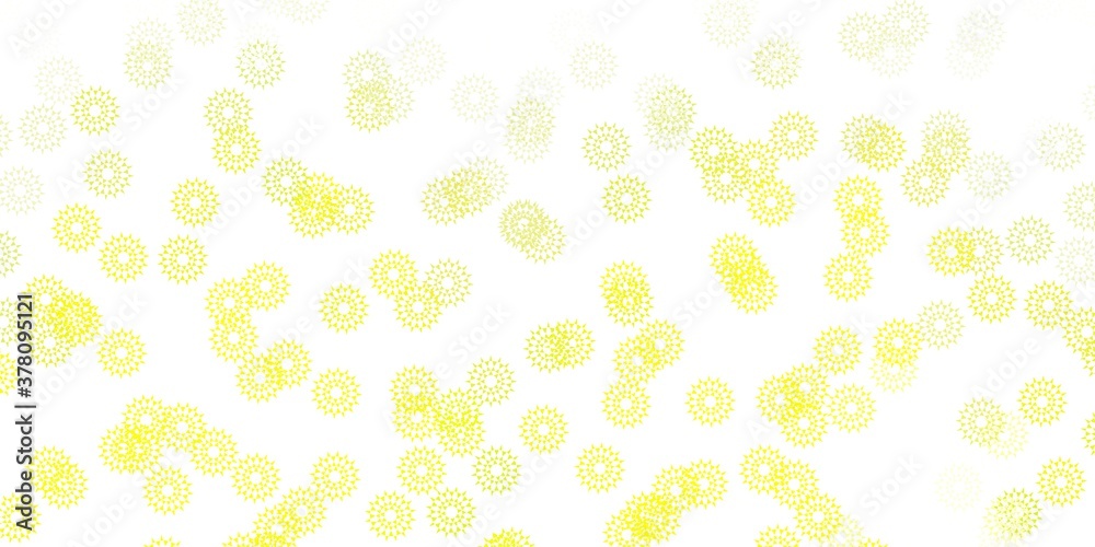 Light green, yellow vector doodle background with flowers.