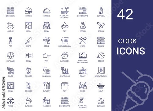 cook icons set