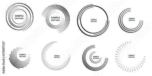 Halftone dots in circle form. round logo . vector dotted frame . design element
