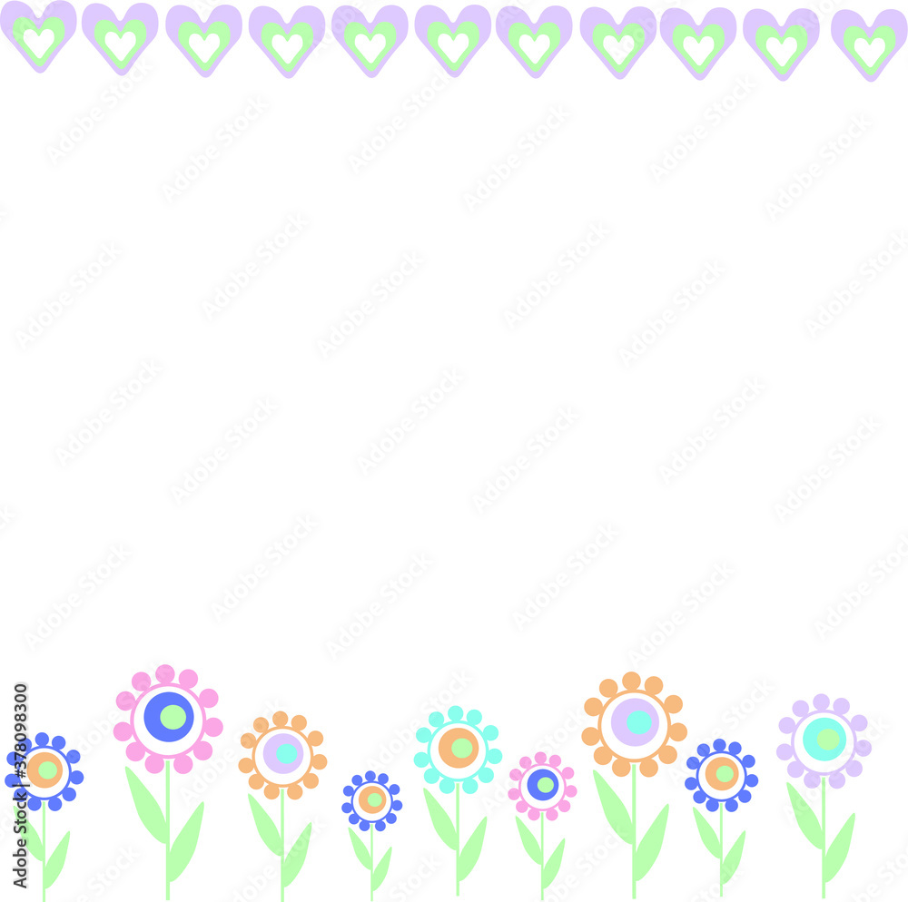 striped text frame with hearts and pastel colors striped text frame with hearts and pastel colors