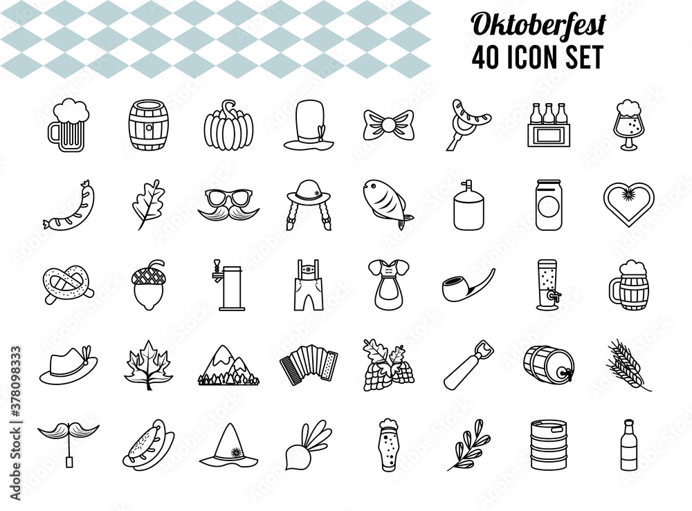 Naklejka premium bundle of fourty oktoberfest set icons