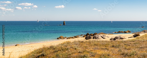 Yeu island in France, beach with white sand
