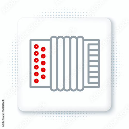 Line Musical instrument accordion icon isolated on white background. Classical bayan, harmonic. Colorful outline concept. Vector.