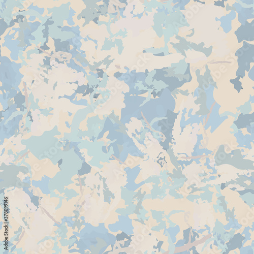 UFO camouflage of various shades of blue, pink and beige colors