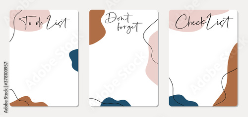 Set of planners and to do list with abstract background. Template for agenda, schedule, planners, checklists, notebooks, cards and other stationery.