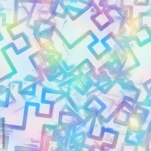 Holographic foil vivid trendy seamless geometric pattern. Opalescent psychedelic design in pastel rainbow colors. Cosmic futuristic iridescent graphic swatch.