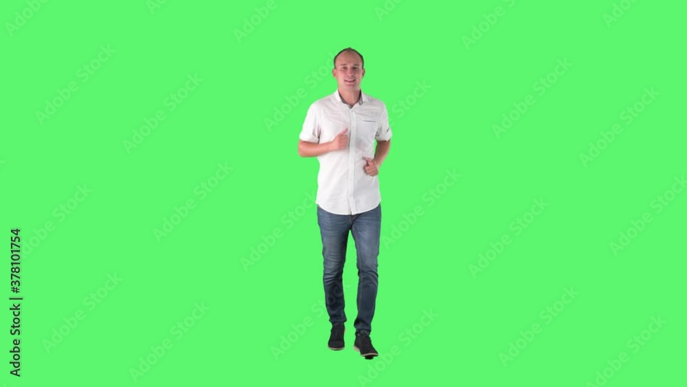 Slow motion of happy running business man chasing career. Full body on green screen. Slow motion of happy running business man chasing career. Full body on green screen.