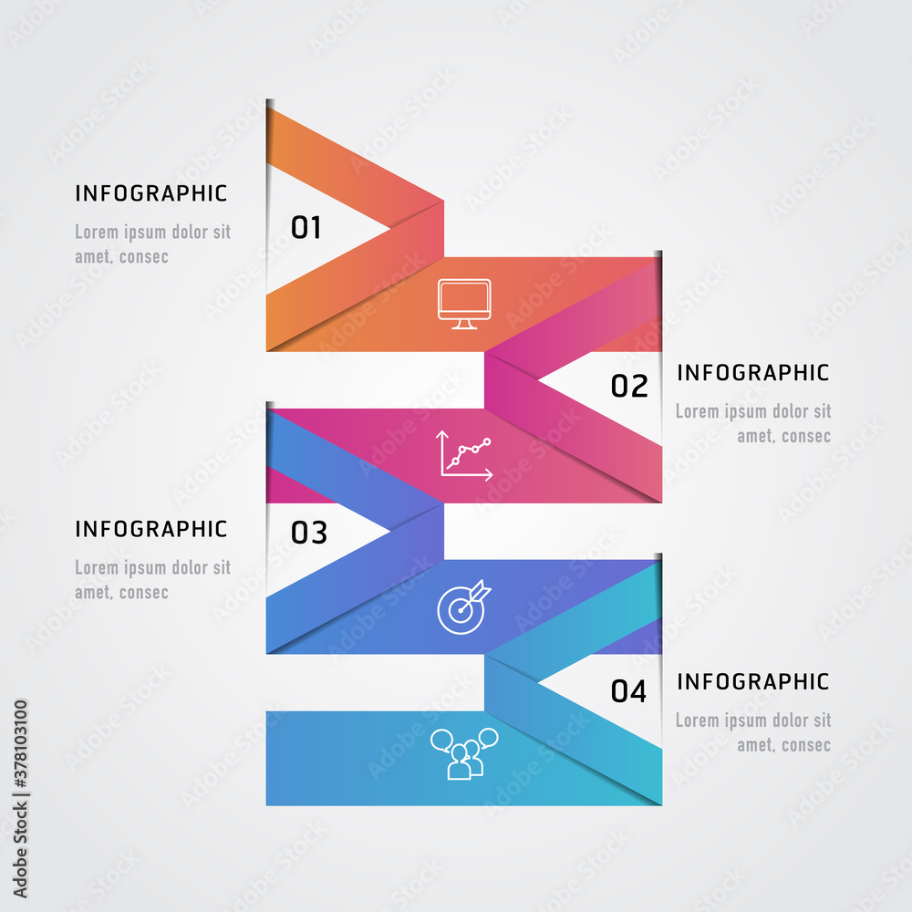 Vector Infographic label design template with icons 4 options Vector Infographic label design template with icons 4 options