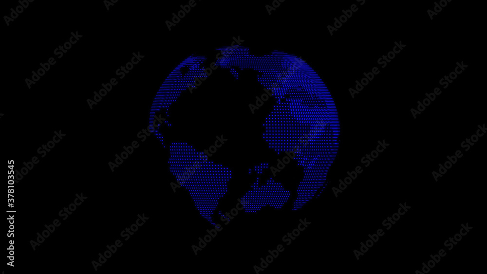 Amazing blue color 3d earth image on black background