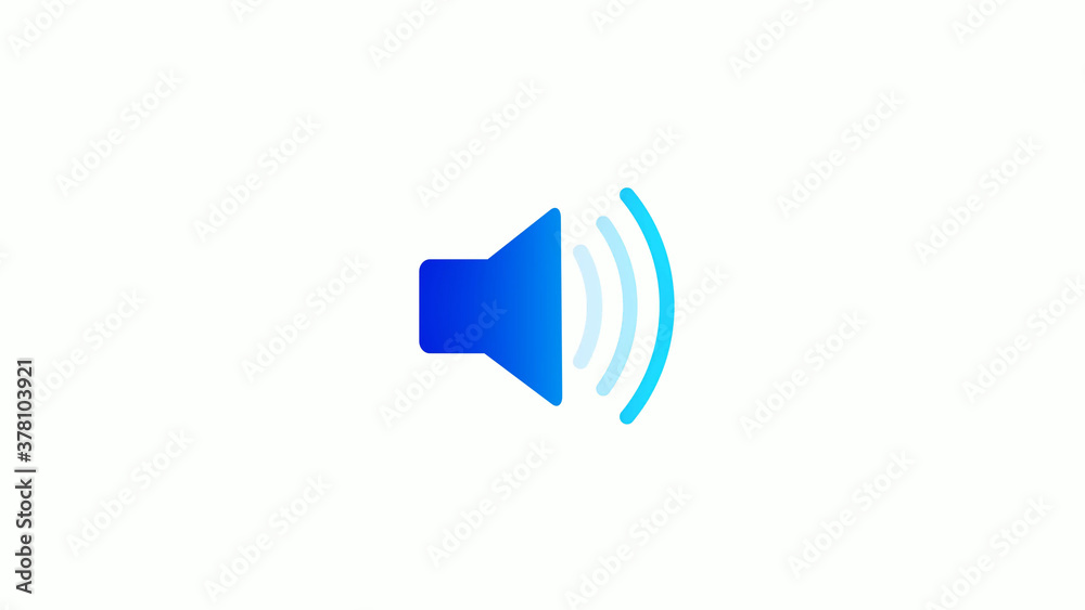 New blue and cyan gradient speaker icon on white background New blue and cyan gradient speaker icon on white background