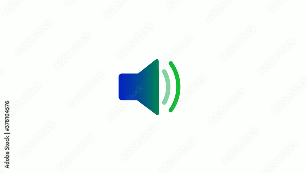 New blue and green color gradient speaker icon on white background New blue and green color gradient speaker icon on white background