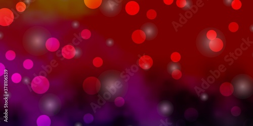 Light Pink, Yellow vector background with circles, stars. Abstract design in gradient style with bubbles, stars. Pattern for business ads.