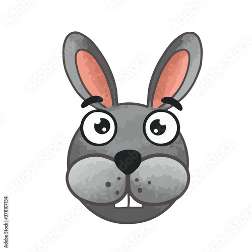 Cartoon crazy hare gray muzzle children's illustration vector