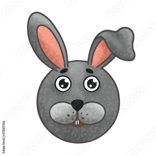 Cartoon hare gray muzzle children's illustration vector