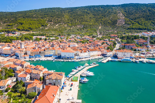 Panoramic view of beautiful town of Cres on the island of Cres, Adriatic sea in Croatia 
