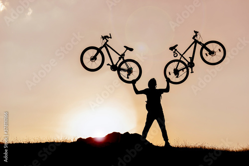 Fotografia unusual and awareness-raising demonstration with cycling