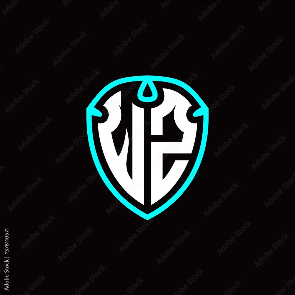 Initial W Z letter with shield modern style logo template vector