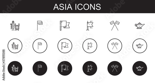 asia icons set