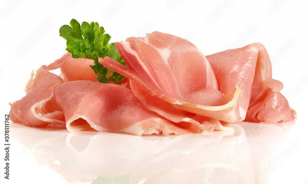 Smoked Ham Slices - Isolated on white Background Smoked Ham Slices - Isolated on white Background