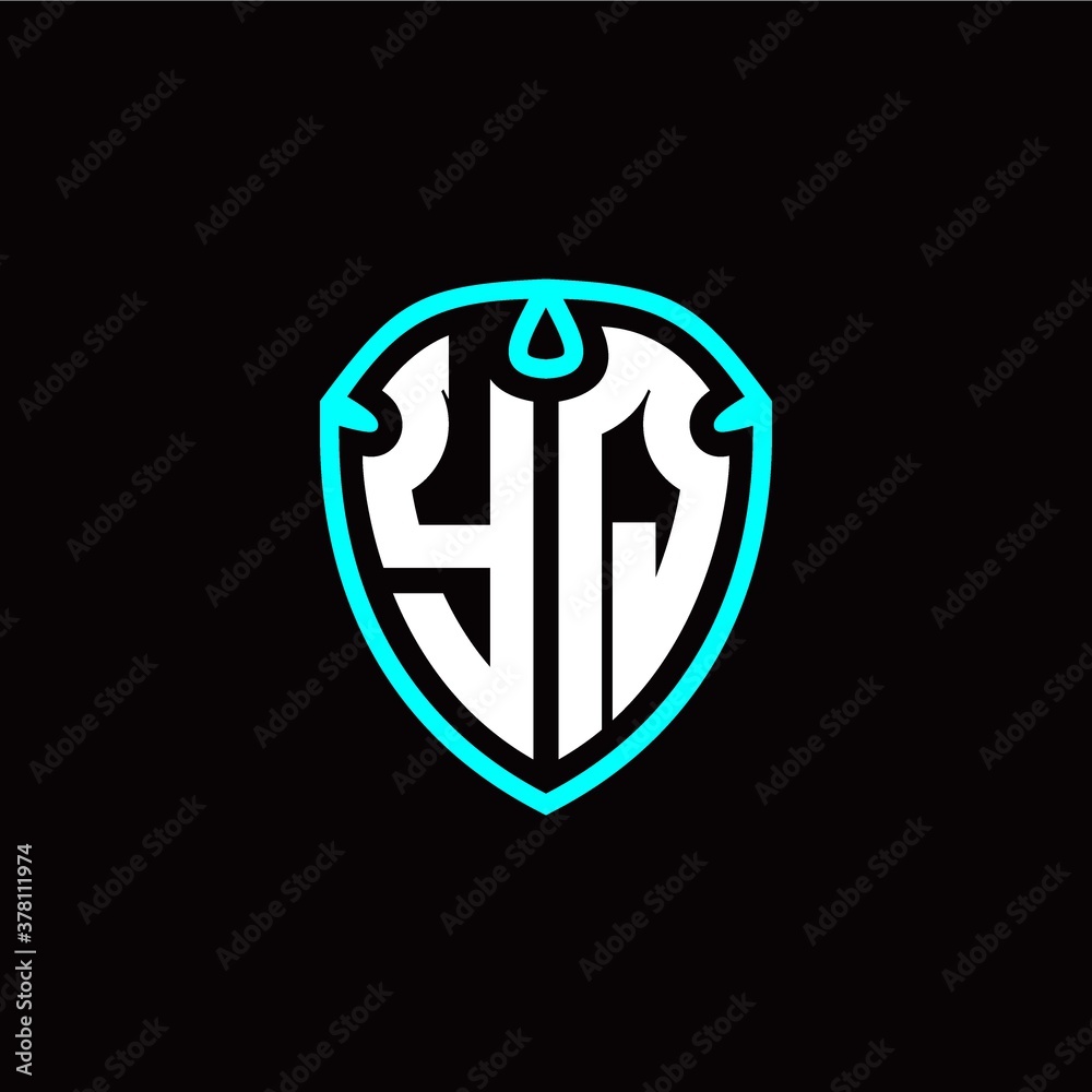 Initial Y Q letter with shield modern style logo template vector Initial Y Q letter with shield modern style logo template vector