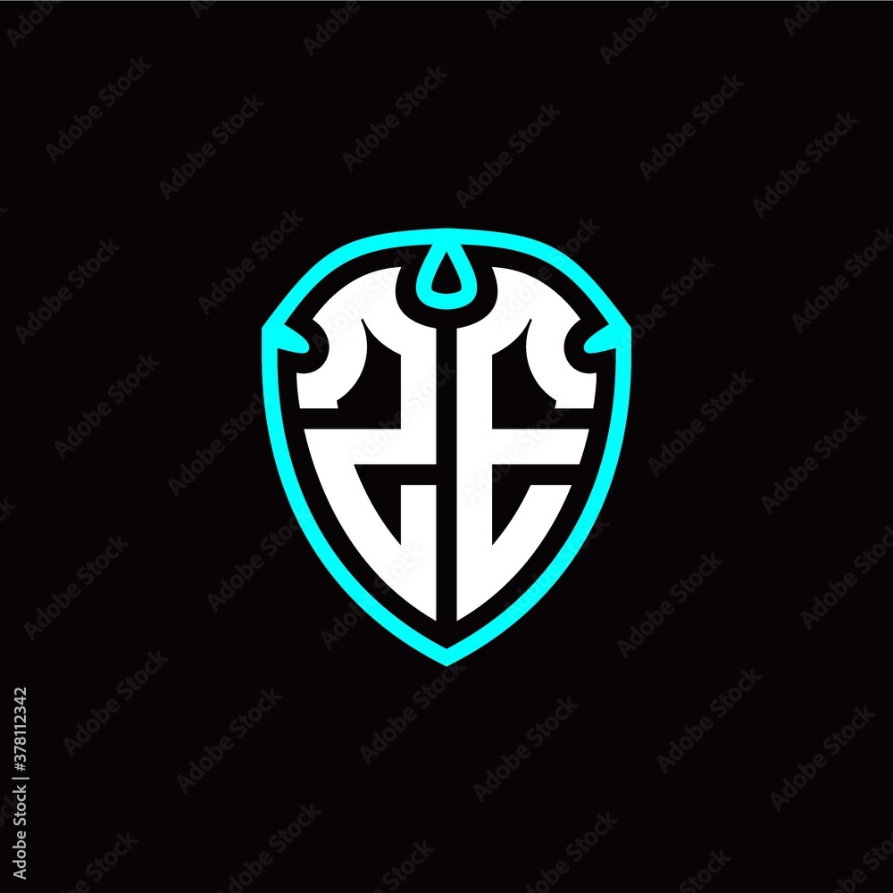 Initial Z E letter with shield modern style logo template vector Initial Z E letter with shield modern style logo template vector
