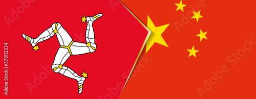 Isle of Man and China flags  two vector flags.