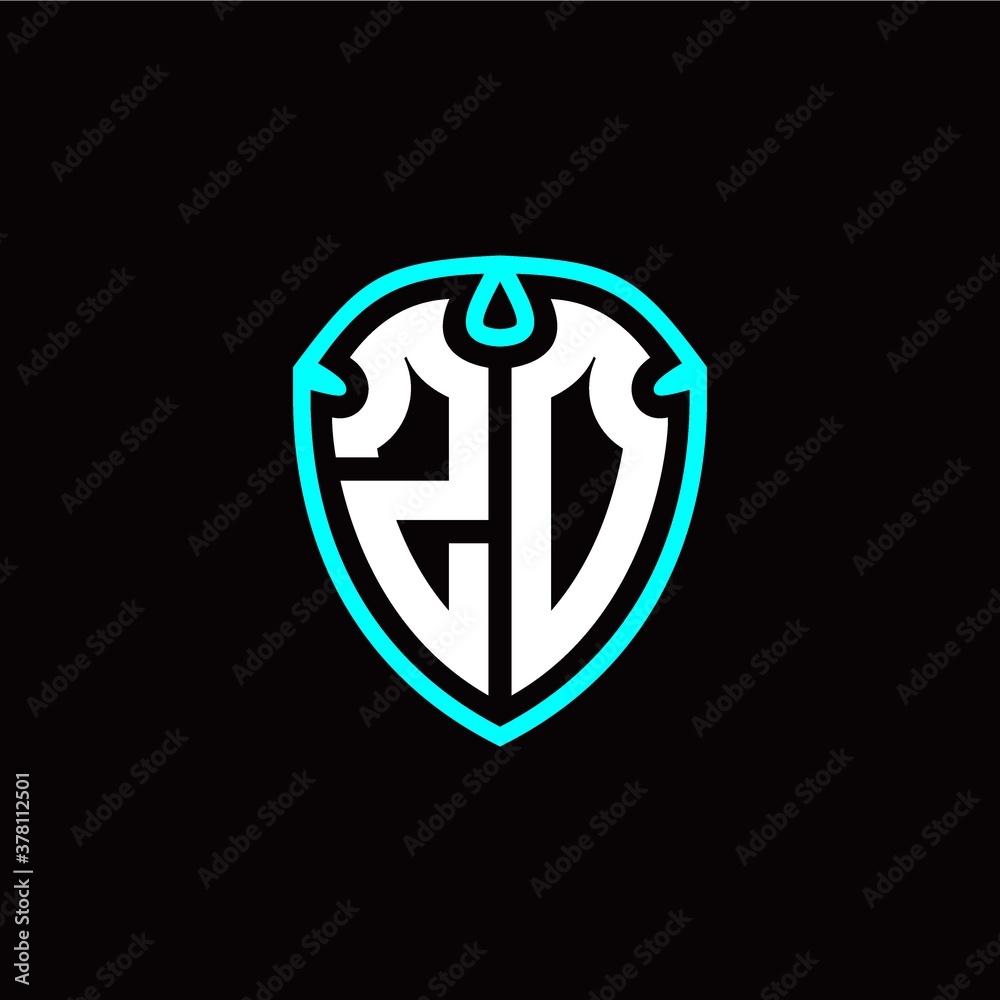 Initial Z O letter with shield modern style logo template vector Initial Z O letter with shield modern style logo template vector