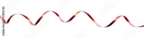 Obraz na płótnie A thin curly red ribbon for Christmas and birthday present banner isolated against a white background. w salonie