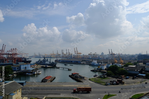 Sri Lanka Colombo - View from Sambodhi Chaithya Temple to Sea Port of Colombo photo