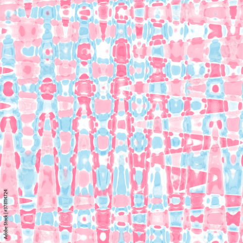 Colorful wavy zigzag pattern. Pink and blue abstract shapes. Digital illustration