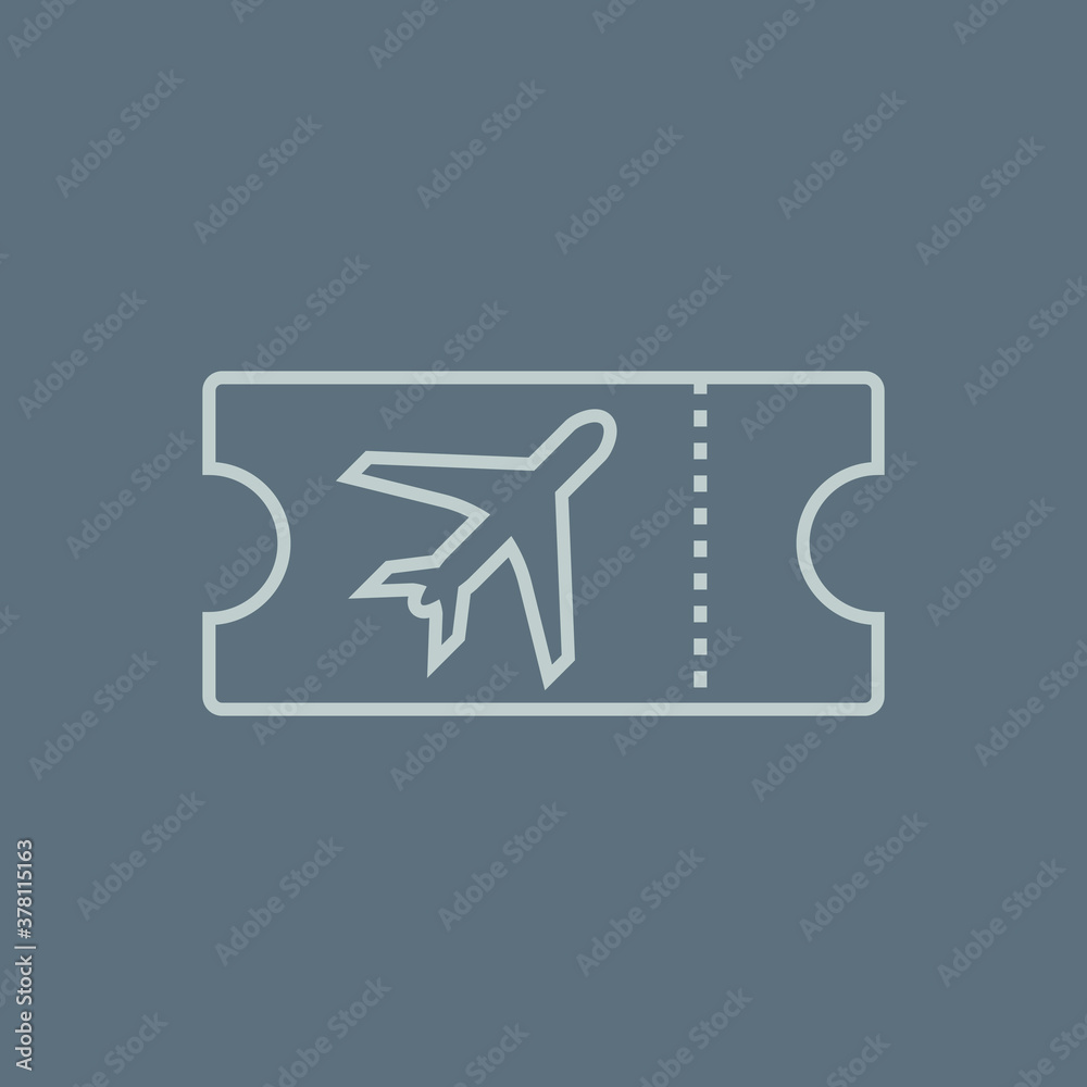Line icon plane ticket isolated on gray background. Vector illustration. Line icon plane ticket isolated on gray background. Vector illustration.